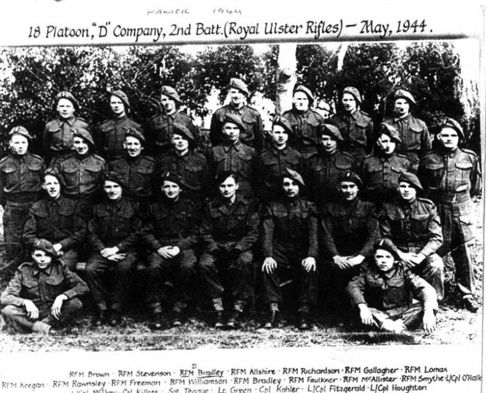 8 Platoon, D Company, 2nd Battalion Royal Ulster Rifles dated May 1944.