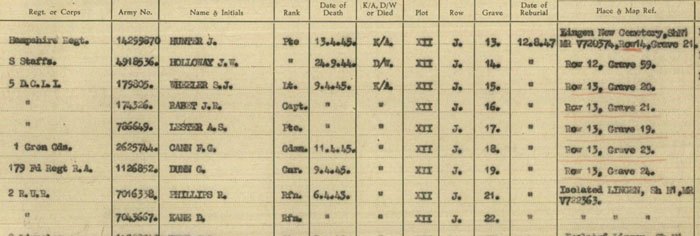 Rifleman David Kane reinterment document